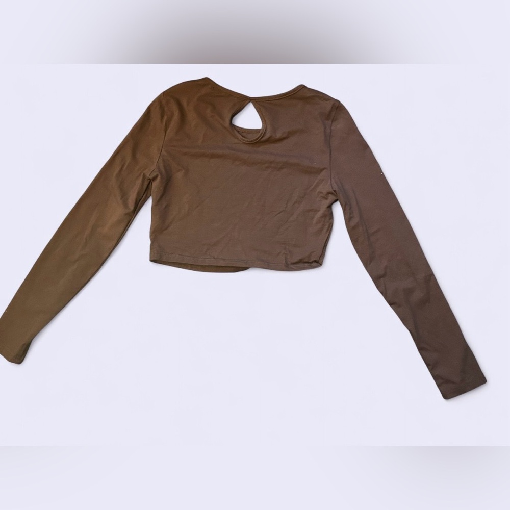 SHEIN Y2K “Honey” Rhinestone Crop Top — Brown Long Sleeve Size Medium - Picture 6 of 6